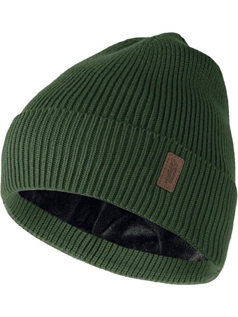 Unisex Army Green Winter Beanie For Soft Fleece Lined Knit Ski Hat Warm Cap